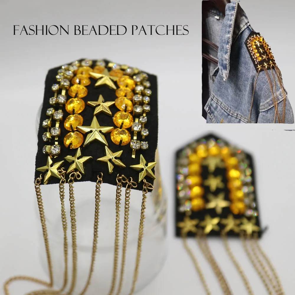 Эполета из бисера для одежды в стиле панк пальто костюма модная аппликация