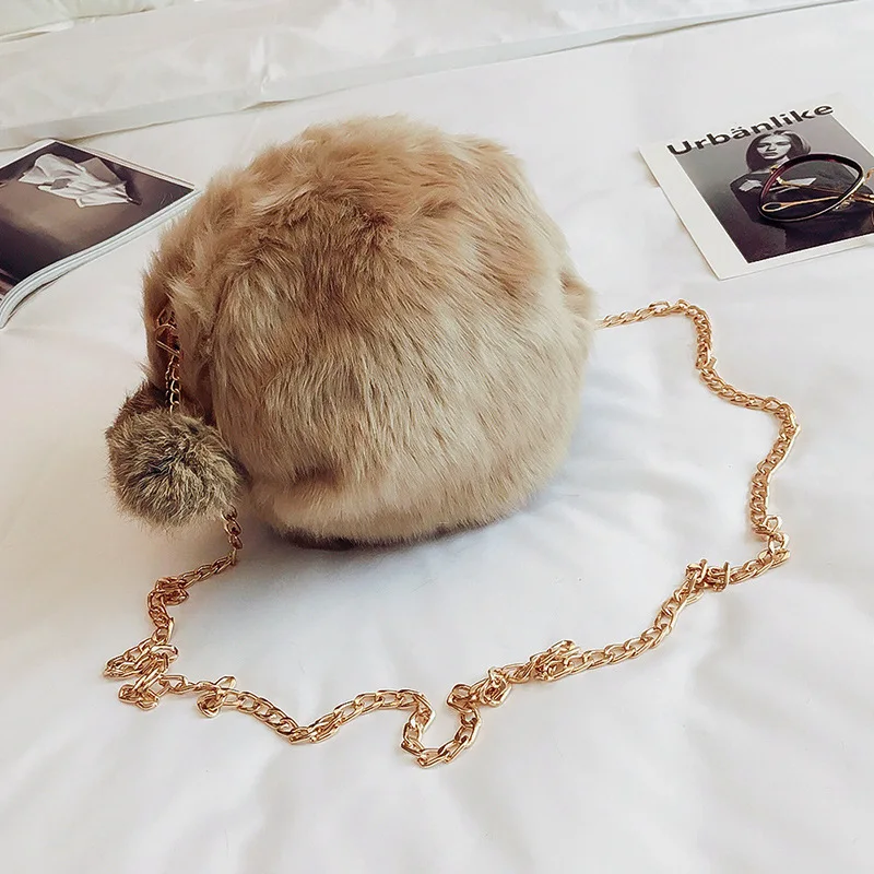 Плюшевая маленькая сумка на цепочке Женская 2018 новый стиль осень и зима мини