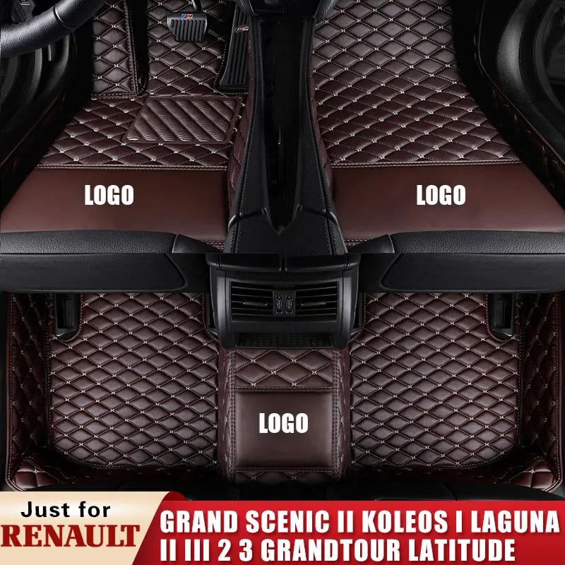 Фото Автомобильные кожаные Коврики для RENAULT Grand Scenic II Koleos I Laguna Coupe III 2 3 Grandtour Sport Tourer Latitude
