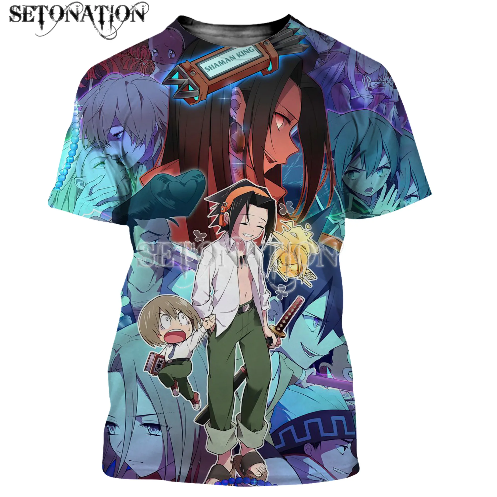 Футболка Shaman King для мужчин и женщин стильная тенниска с 3D принтом повседневная