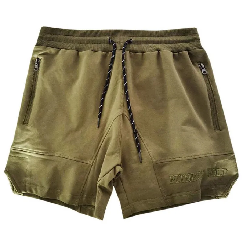 

Summer Men's Sports Shorts Solid color Multi - bag Knee Length Moisture Absorption Sweat Men Running Training Fitness Shorts