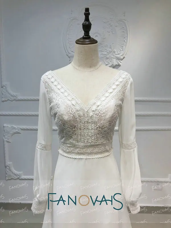 Пляжные Boho свадебный наряд Одежда с длинным рукавом с расширенным съемным подолом Vestido de Novia свадебные платья в богемном стиле suknia slubna