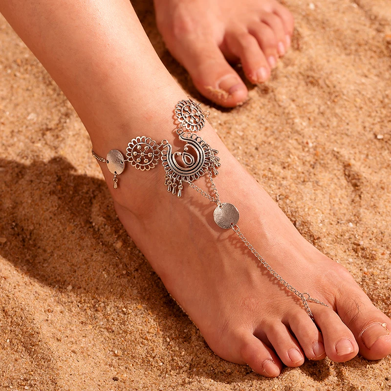 Новинка летние пляжные Многослойные ножные браслеты с кисточками в богемном