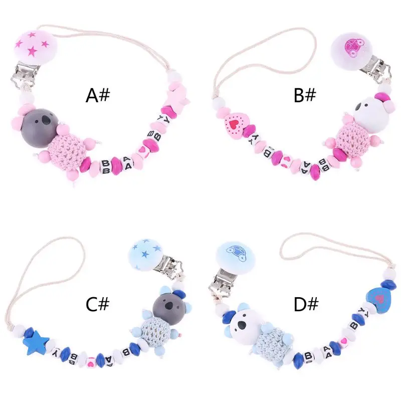 

Koala Baby Pacifier Chain Clip Letter Anti-fall Newborn Dummy Pacifier Clip Holder Infant Nipple Feeding