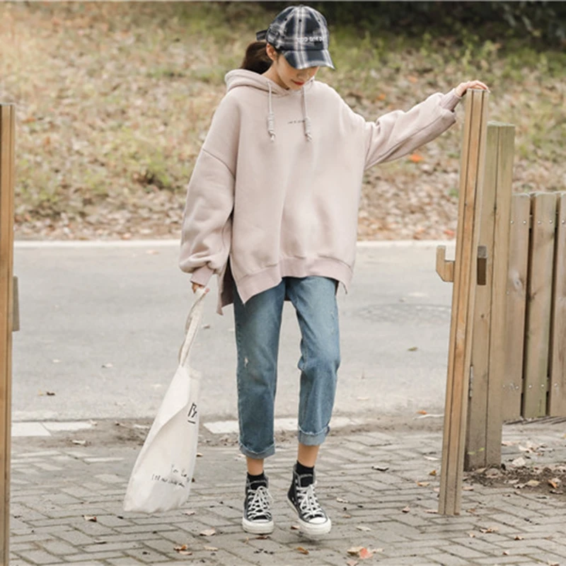 

Autumn Winter Thick Warm Hoodies Sweatshirt Women Loose Plus Size Letter Print Pullovers Hooded Sweatshirts Casual Hoody Coat