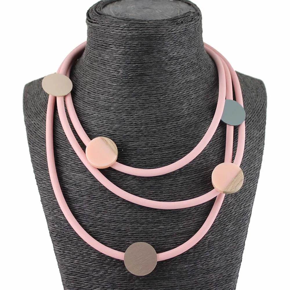 Женское винтажное ожерелье-чокер массивное геометрическое ожерелье из дерева