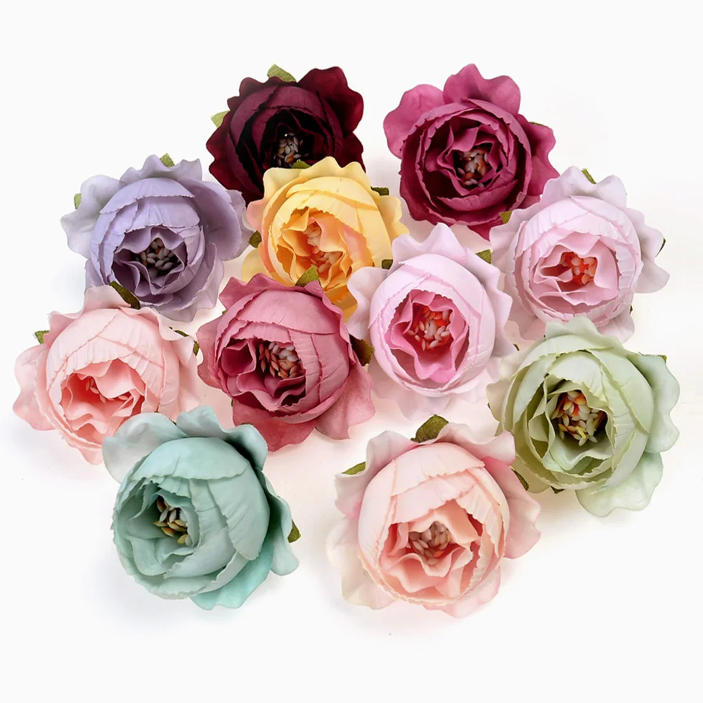 5/10 шт. 5 см Новый шелковая в стиле ретро Пион Искусственные головки цветов для