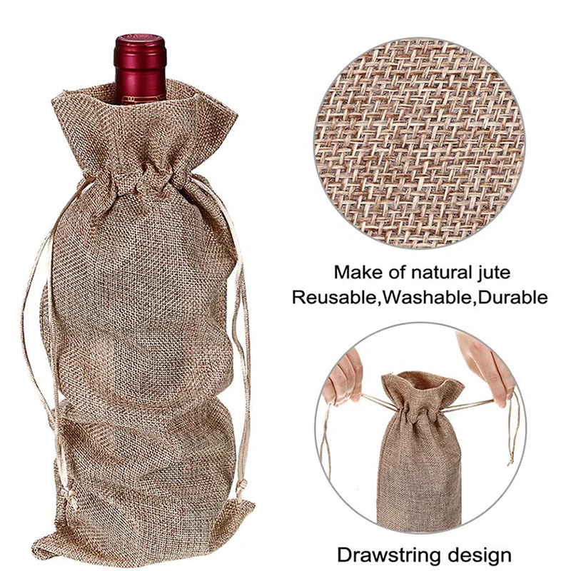 10 шт. джутовые сумки для бутылок цвета шампанского|Чехлы винных бутылок| |