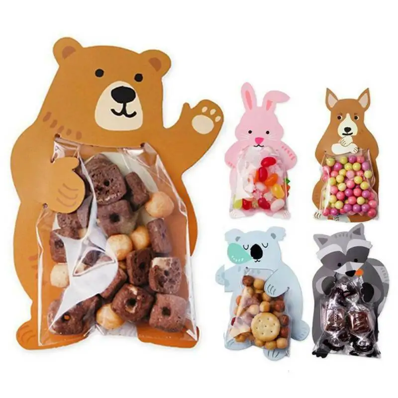 

10pcs/lot Animal Cute Gift Bags Candy Bags Baby Shower Birthday Party Cookie Bags Bear Candy Box Greeting Cards Popular Rabbit