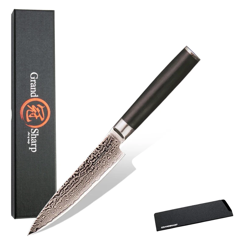 Grandsharp 5 Inch Utility Fruit knife 67 Layers japanese Damascus Stainless Steel VG-10 Kitchen Knives | Дом и сад
