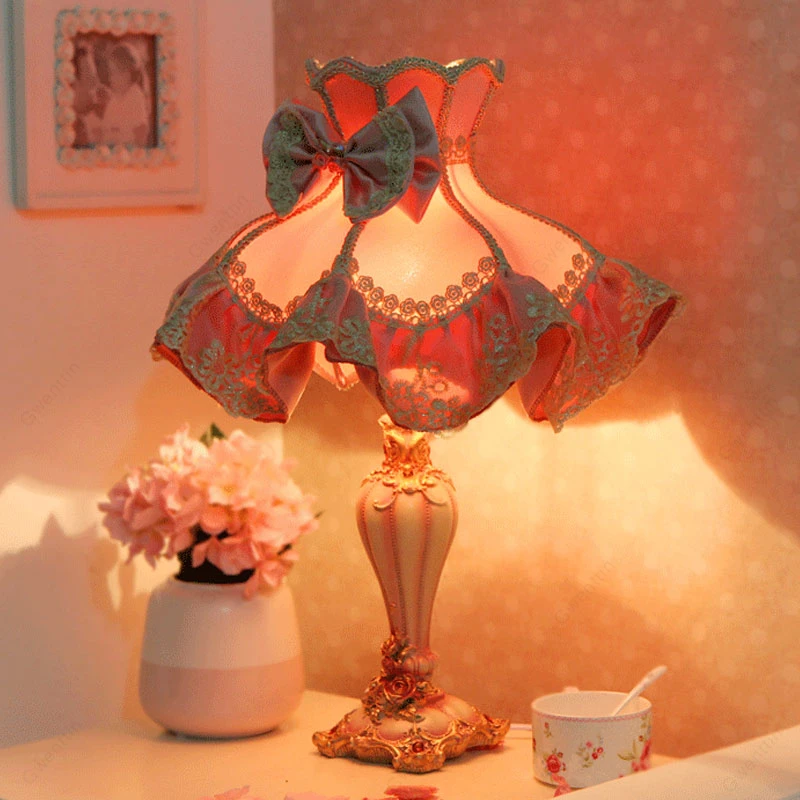 Современные розовые настольные лампы для спальни девочек принцесс настольная