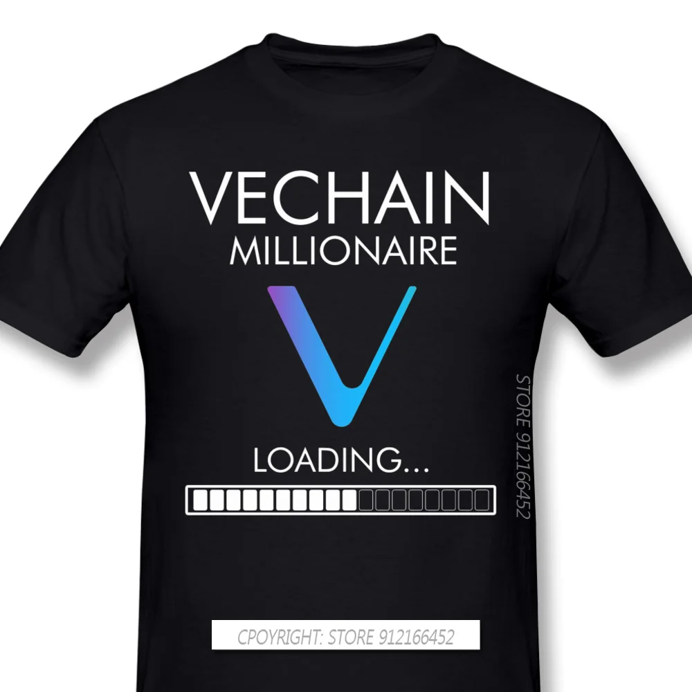 Men VeChain Coin VET Cryptocurrency Black T-Shirts Vet Crypto Cryptocurrency Altcoin Funny TShirt Pure Cotton Tee Harajuku Shirt