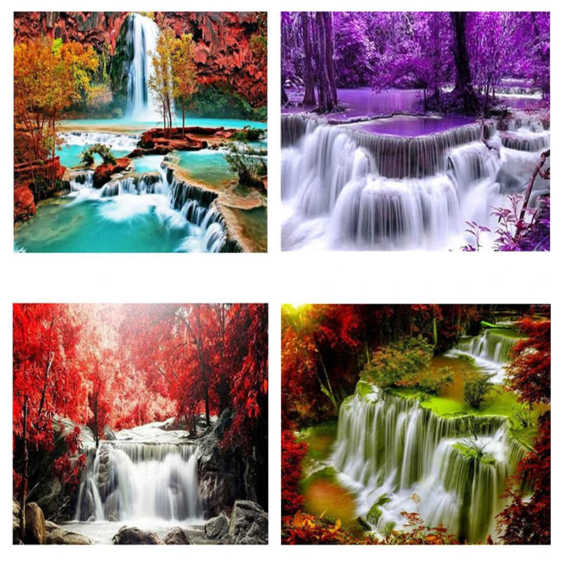 

5D DIY Diamond Painting Cross Stitch Embroidery Colorful Waterfall Mosaic Full Square Round Drill Wall Decor Handcraft Gift