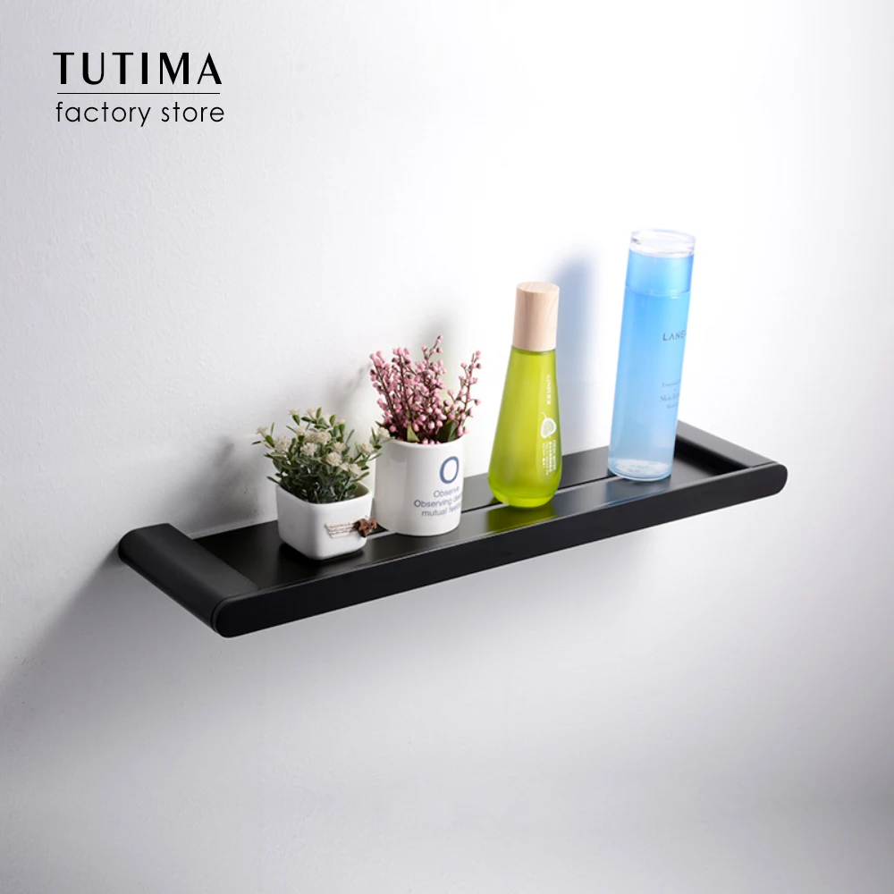 Tutima полка для ванной комнаты матовая черная алюминиевая настенная шампуня