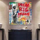 Современная уличная Картина граффити на холсте плакат мечты и Мальчик Печать на стене картины для гостиной украшение для дома