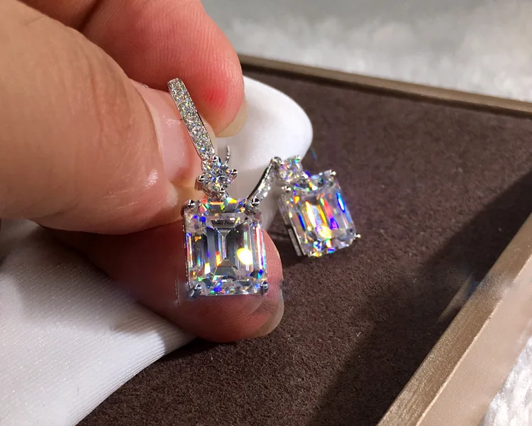 

Cute Bow-Knot Big Crystal Zircon Earrings Luxury 925 Silver Drops Earrings for Women Wild Wedding Evening Party Earrings Fashion