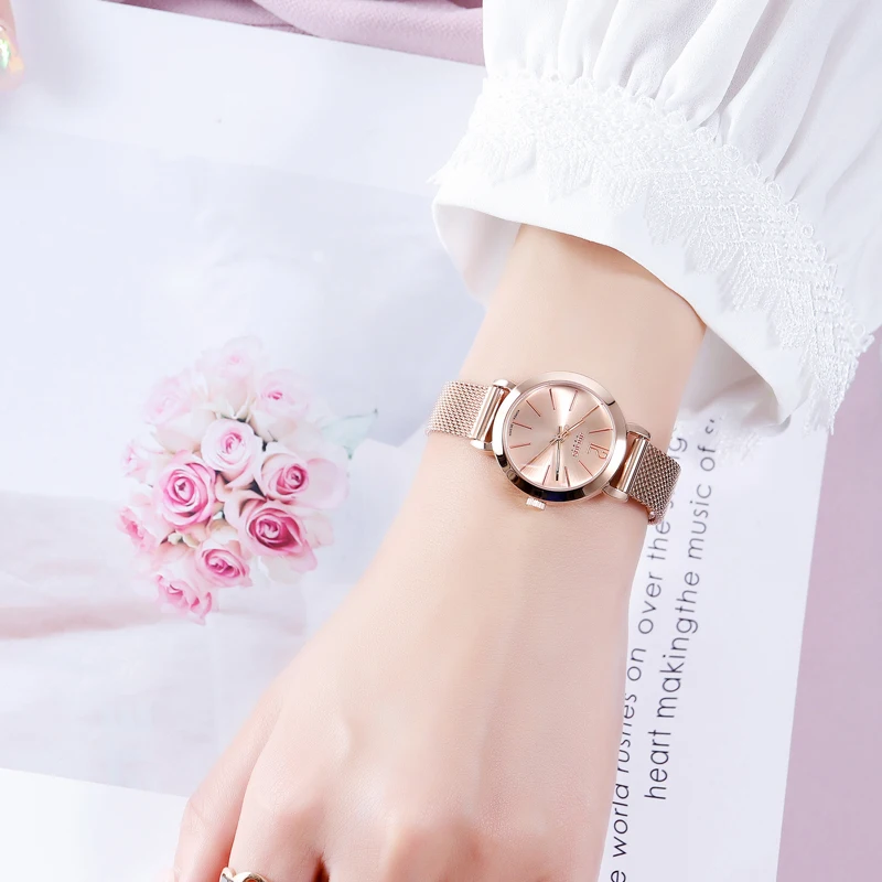 Ladies Fashion Simple Steel Mesh Band Quartz Watch Women Casual Waterproof Wristwatches Girl Silver Clock Female Gold Hour Gift enlarge