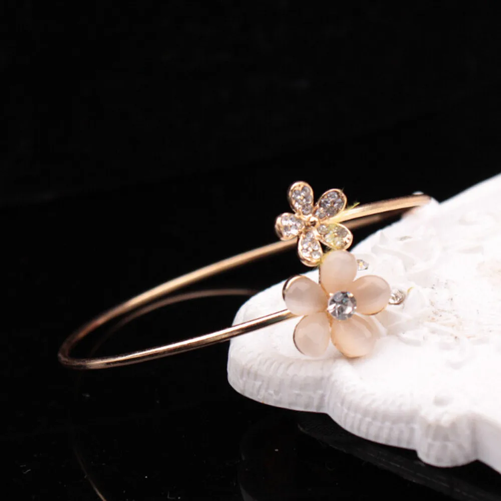 Женский Золотой браслет с кристаллами открытые браслеты двойными пятью цветами