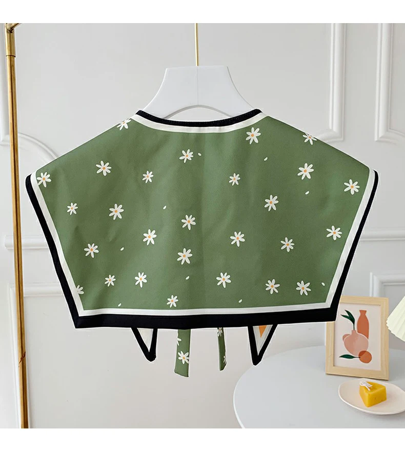 Printed Shawl Fake Collar Women Detachable Collars Big Lapel False Collar Shirt Thin Shawl Kragen Sahte Yaka Kraagje Nep Dames