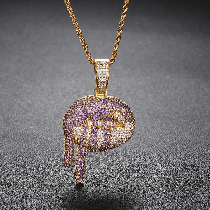 

Ins hot selling sexy lips full of zircon two-color pendant trendsetter hip hop Necklace Jewelry