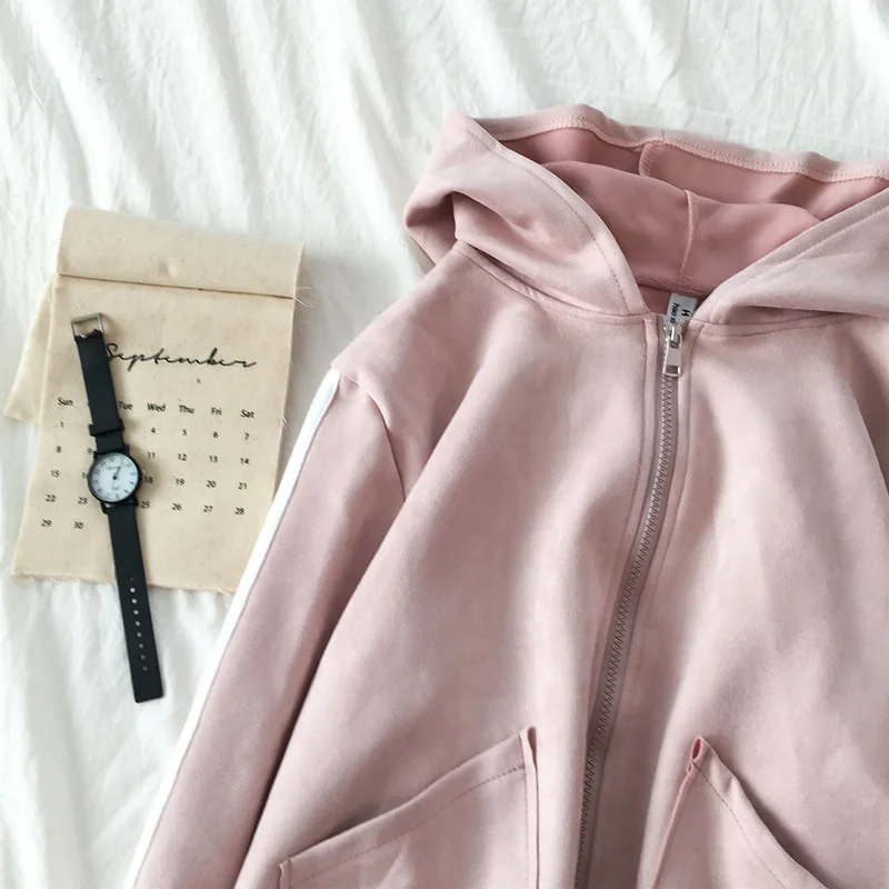 2021 Autumn Spring New Hooded Pink Sweatshirt Female Hong Kong Style Wide-Leg Jeans Trendy Two-Piece SuitRachel | Женская одежда