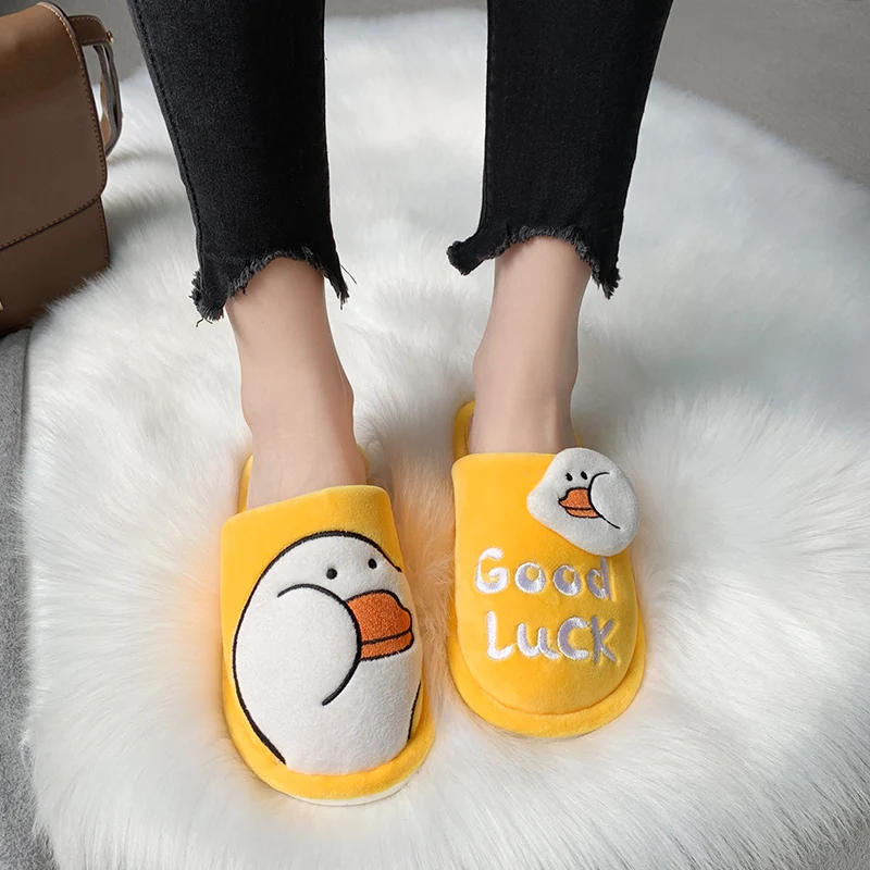 

PULOMIES Men Women Winter Slippers Indoor Casual Warm Plush Fur Cotton Leather Slippers Fashion Antiskip House Couple Slippers