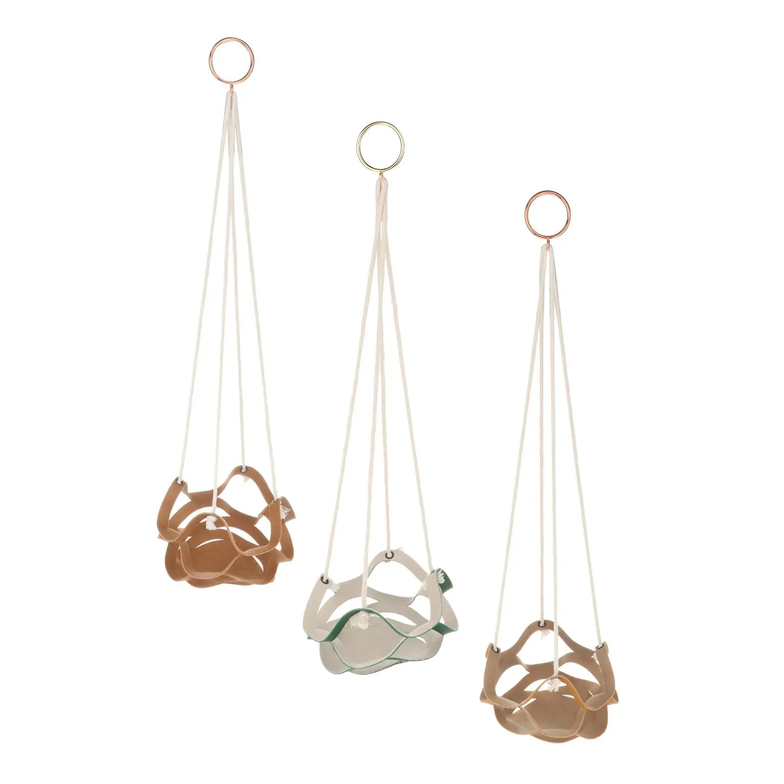 

PU Leather Flower Pot Layered Effect Succulent Planter Hanger Basket Bonsai Plants Hanging Holder for Indoor Oudoor Decor