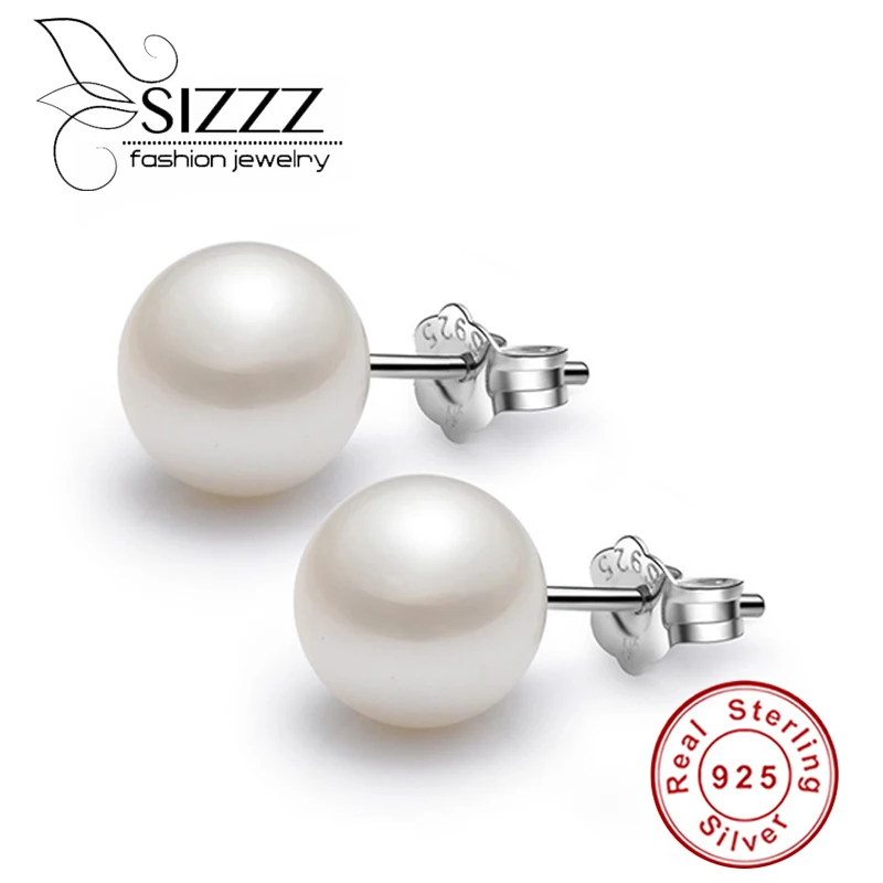 

New 100% Authentic 925 Sterling Silver Simulated Pearls Jewelry Special Style Female Stud Earrings