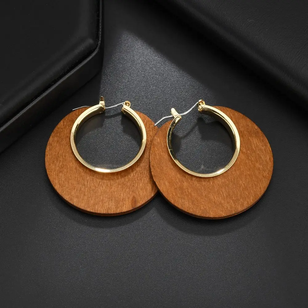 Корейский пирсинг кольцо серьги из античного дерева с петлей для женщин и