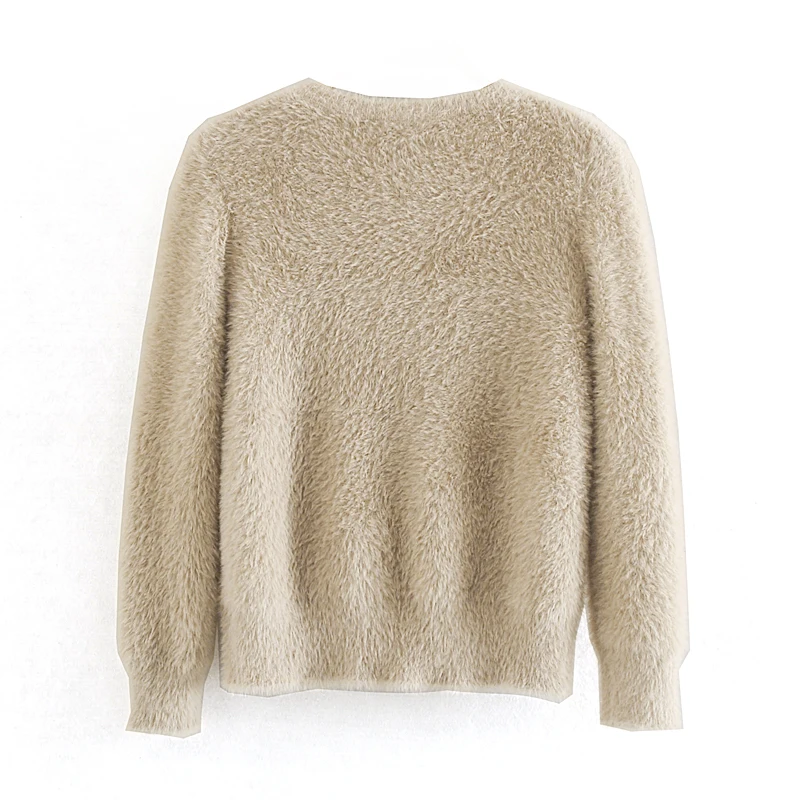 za 2019 mohair button decoration sweater women pearl long sleeve winter office lady ropa mujer elegant cardigan |