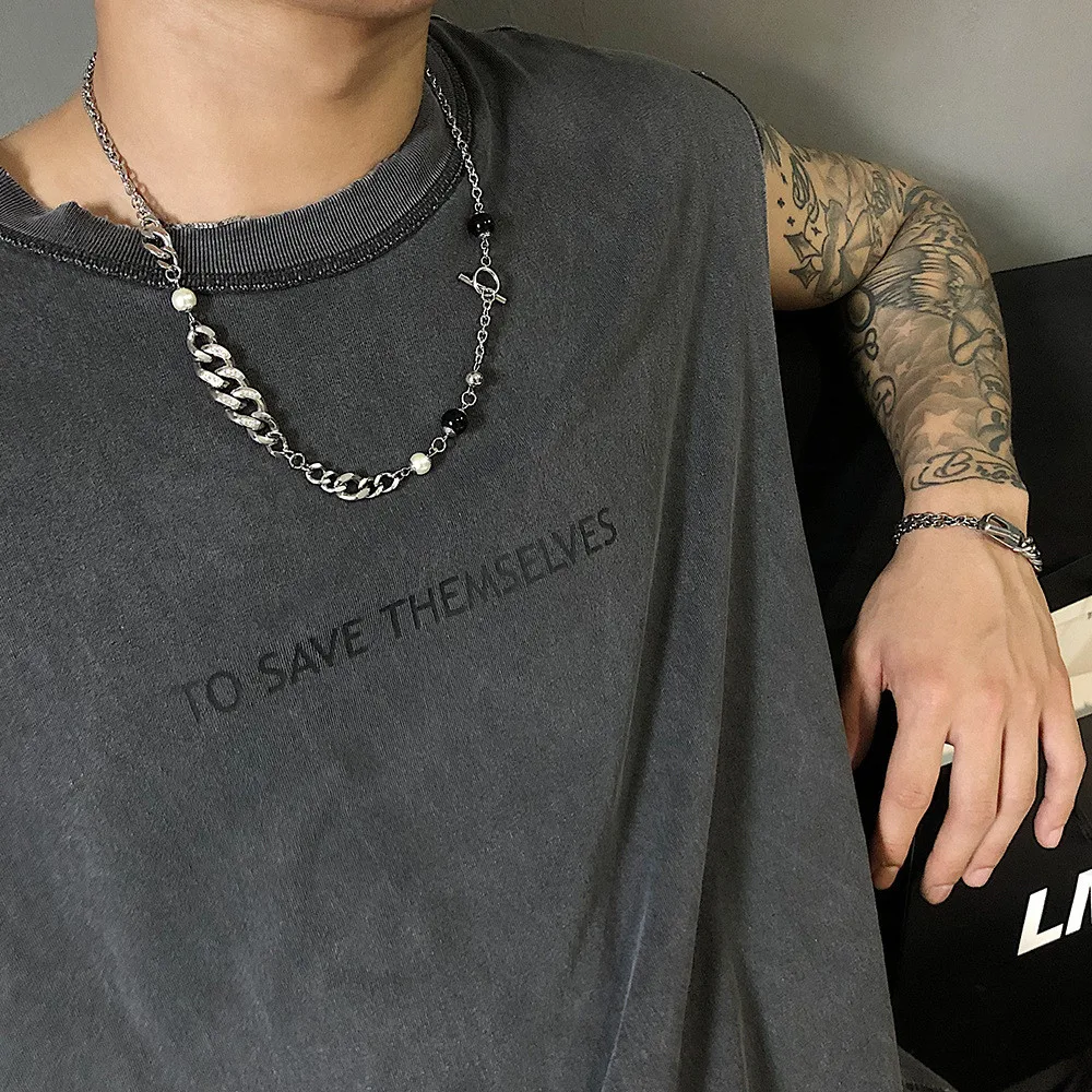 Цепочка из титановой стали для мужчин и женщин длинное ожерелье в стиле хип-хоп