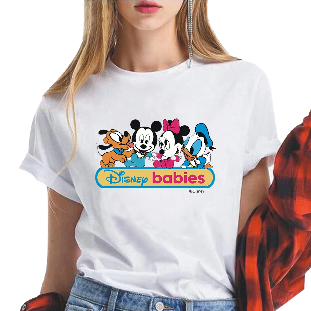 

New T-shirt Disney Mickey Minnie Cartoon Print Summer Women Tops Cute Korean Version Harajuku Style Couples Parent-child T-shirt
