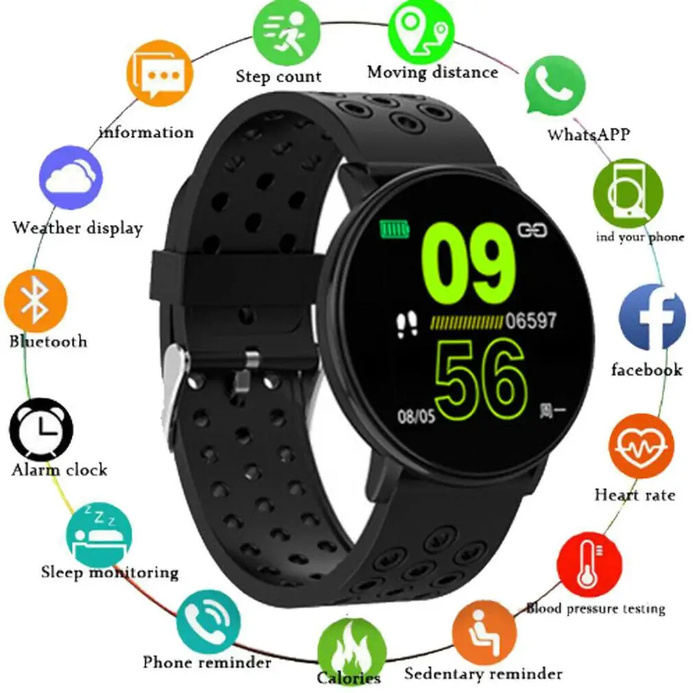 W8 Смарт-часы Bluetooth водонепроницаемые Full Touch HD экран сердечного ритма спортивные