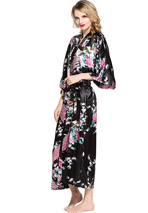 Цветочный женский сексуальный халат пижама размера плюс 3XL длинная ночная