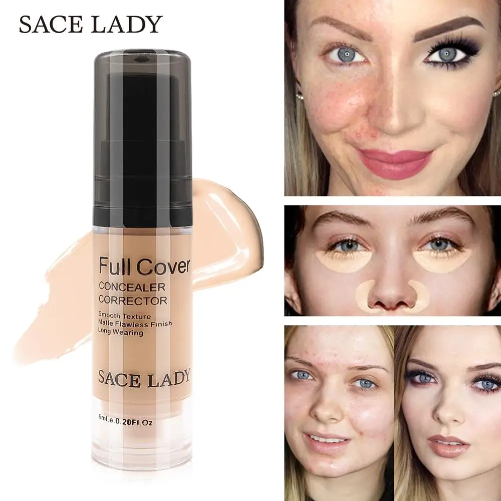 

SACE LADY Full Cover Liquid Concealer Makeup 6ml Eye Dark Circles Cream Face Corrector Waterproof Make Up Base Cosmetic