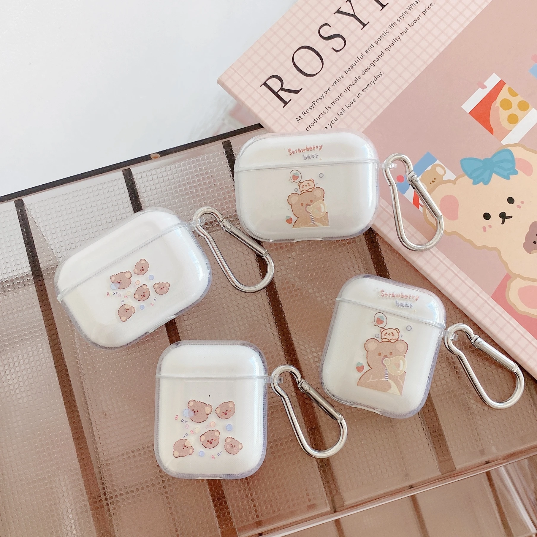 

Силиконовый чехол для наушников с милым медведем и kechain, чехол для airpod 3 pro, мультяшный зарядный бокс, чехол для наушников для airpods 2/1, чехол