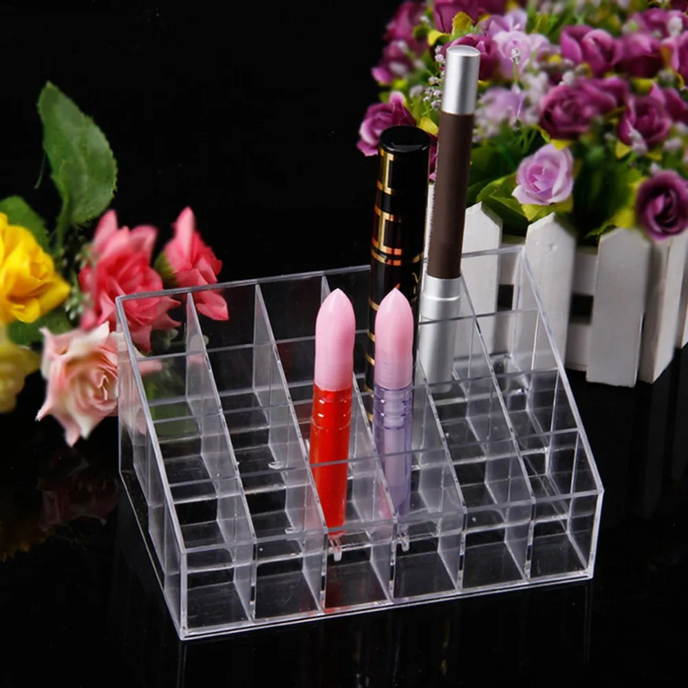 1pcs 24 Trapezoid Clear Makeup Cosmetic Organizer Storage Lipstick Holder Case Stand Drop Shipping Wholesale New | Безопасность и