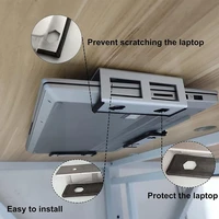 blacksilver under desk laptop storage holder mount bracket with screw space saving under table notebook organizer support stand