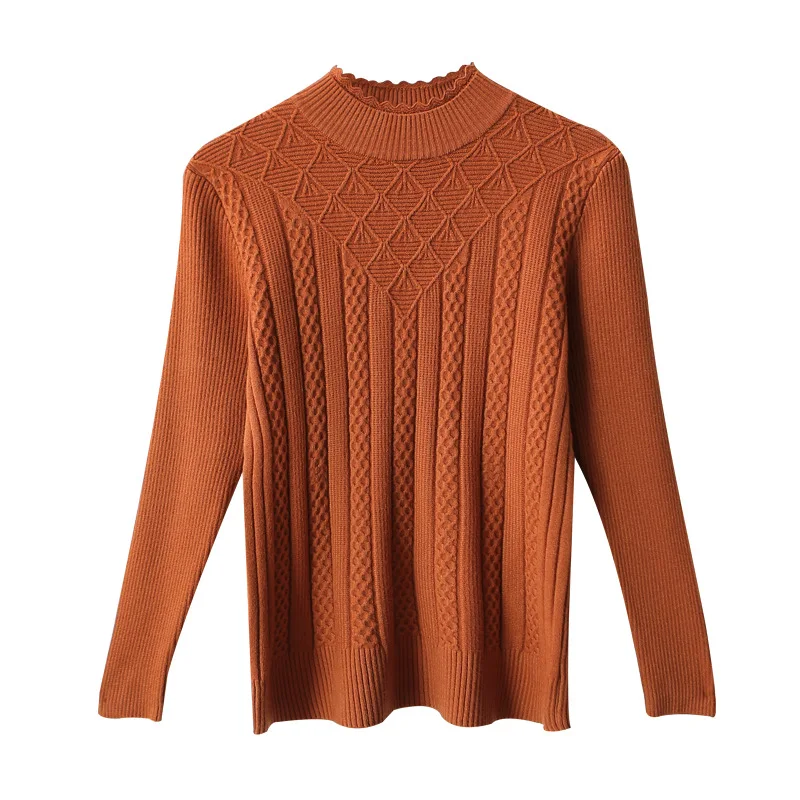 

Korean winter Women sweater female half turtleneck Long sleeve head bottoming Shirt Short slim Tight knit thickened solid twist