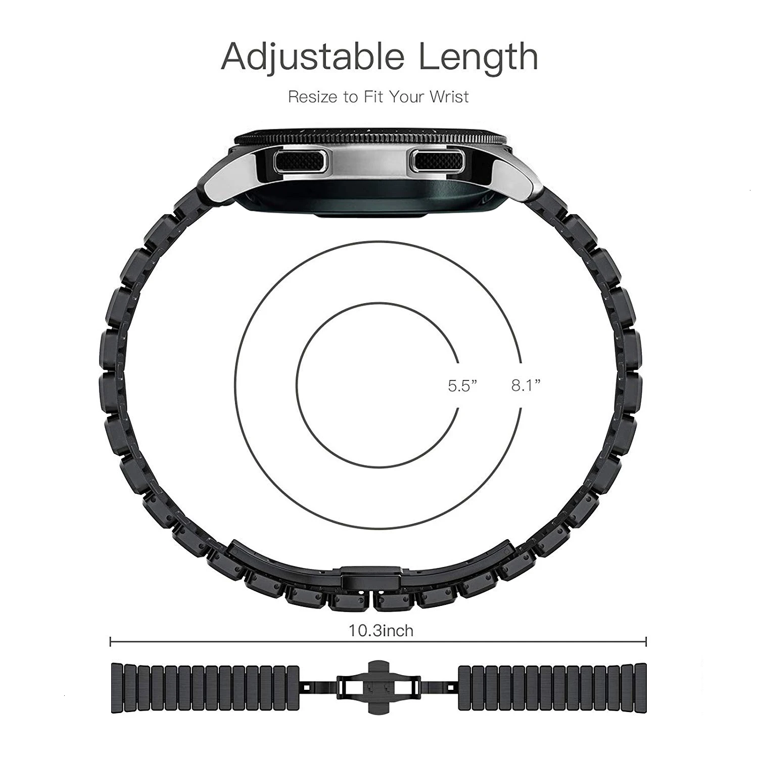Stainless Steel Replacement Strap Link Bracelet 20mm 22mm for Xiaomi Amazfit Gtr 47mm Stratos 2 Samsung Galaxy Watch 46mm Active