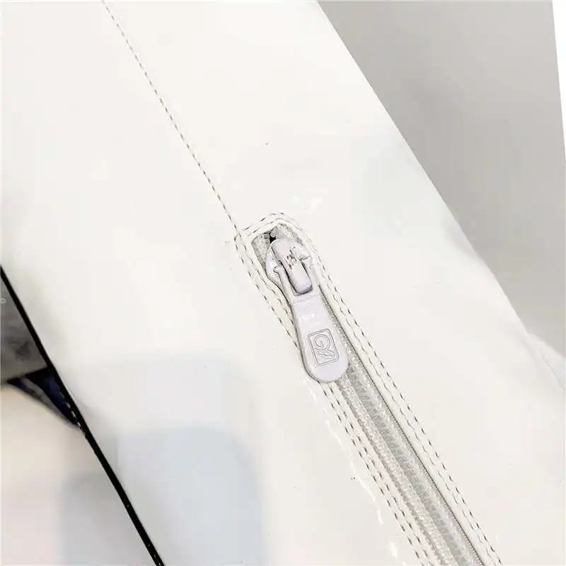 Odetina/женские ботфорты выше колена из лакированной кожи на высоком квадратном