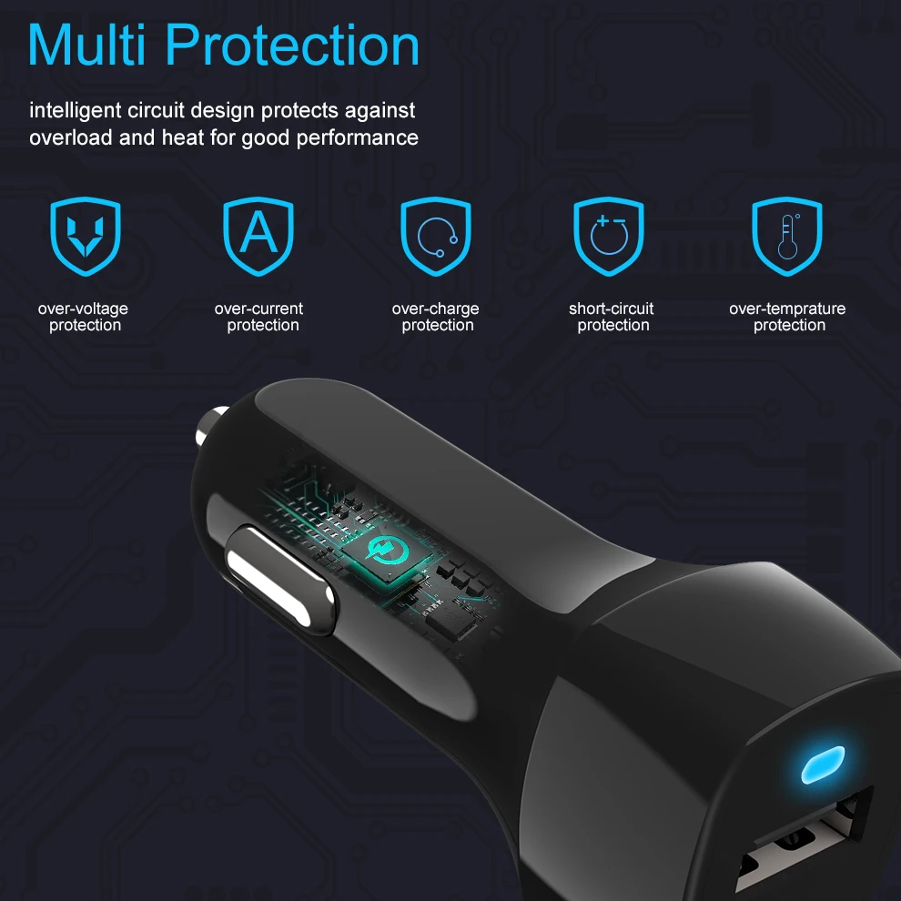 Автомобильное зарядное устройство BaySerry USB с микрокабелем Type c для Samsung S7 Edge S8 S9 S10