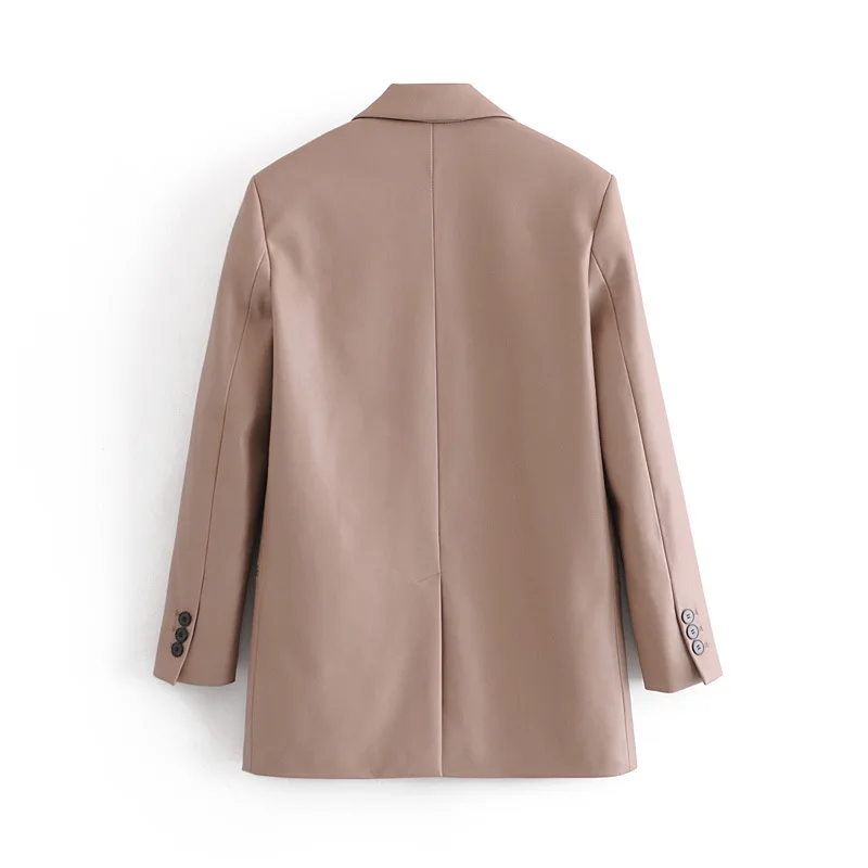 Новый осенний блейзер для женщин в винтажном стиле куртка из искусственной кожи