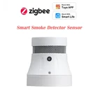 Смарт-датчик дыма Zigbee 3, детектор дыма для домашней системы безопасности, совместим с приложением Tuya Smartlife, с Push-уведомлением и дистанционным управлением, 1-3 шт.