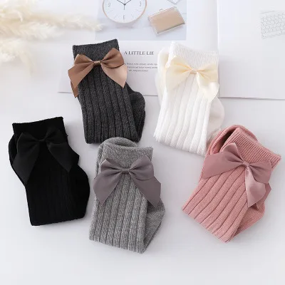 Новые носки для маленьких девочек с большим бантом милые Нескользящие ярких