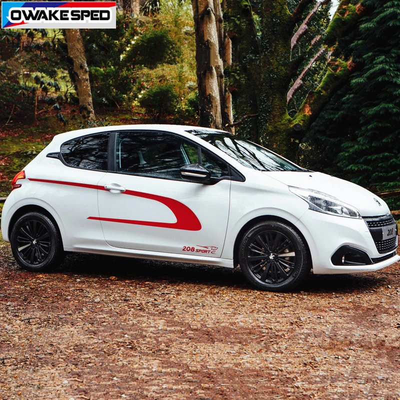 Спортивные полосы наклейки для автомобильных дверей поясные линии PEUGEOT 208 GTI 3