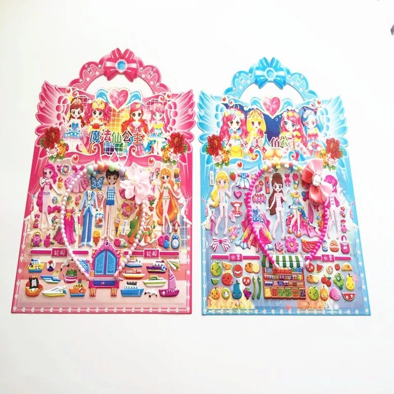 

Educational Children 2 Hairpin Stickers Girls Dress Princess Dress Sticker Set