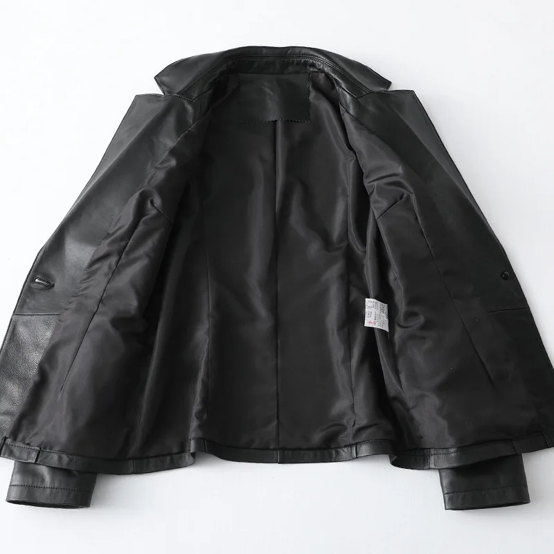 

2021 Genuine Leather Women's Spring Jacket Female Black Fashion Real Leather Sheepskin Coat Turn-down Collar Office Ladies New