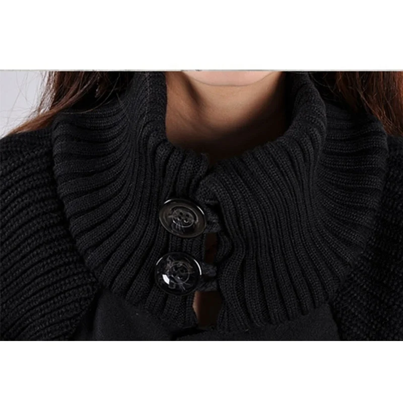 Зимнее женское вязаное пальто летучая мышь модная утепленная верхняя одежда