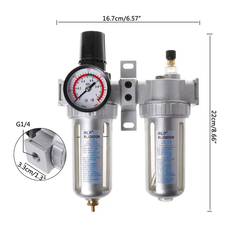 

1/4" Water Oil Separator Air Compressor Filter Regulator & Lubricator Combinations Dropship